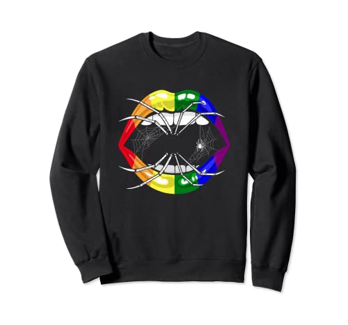LGBTQ Rainbow Lips Orgullo Gay Spooky Halloween Spooky Spider Sudadera