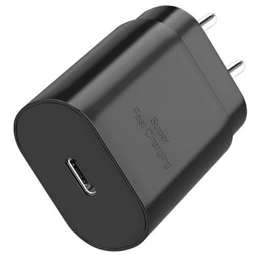 Image of 25W Type C Power Fast Charger Adapter for Samsung M05 /F05 /M55s /M35 /F55 /A35 /A16 /A15 /M15 /F15 /S23 fe /S24 /S23 /Z fold /Z flip /6 /5 /4 /3, 25 watt Support Galaxy Tab & Other Android USB C Mobile Phones, Black