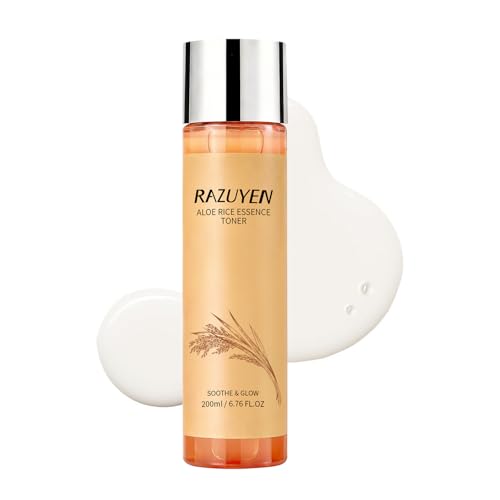 RAZUYEN Rice Toner with Aloe Leaf Water, Niacinamide and Centella Asiatica, Milky Toner for Soothing and Glowing Skin, Vegan, Alcohol and Fragrance Free