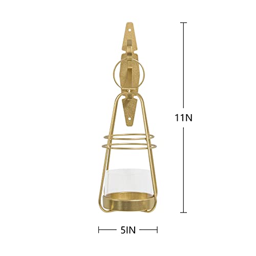 Wall Candle Sconces Set Of 2, Metal Sconce Wall Candle Holder, Farmhouse Wall Hanging Candle Sconces, Handcrafted Wall Art Decorations, Gold #TOP4