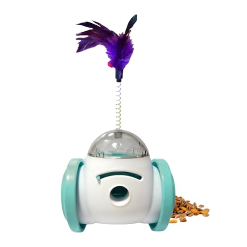 Juguete dispensador de comida zwxqe con pluma interactiva para perros y gatos pequeños 7