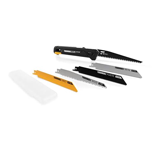 ToughBuilt - Folding Jab/Utility Saw, Drywall Blade w/triple-edge teeth (8 TPI) for faster cutting, 4 Blades, Quick-fold and blade release mechanism - (TB-H4S5-23FU)