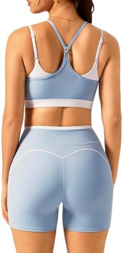 Womens Workout Sets 2 Piece Matching Gym Set High Waist Shorts Wi...