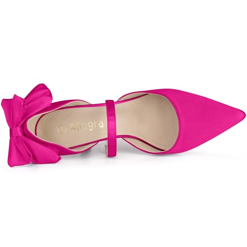 Allegra K Allegra K Women's Pointed Toe Bow Satin Hot Pink Stiletto Heels Pumps - 8 M US