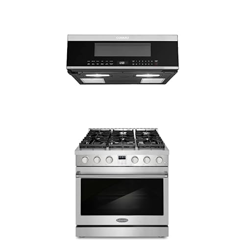 Cosmo 2-Pc Kitchen Appliance Packages 30 Freestanding Gas Range and 30 Slim OTR Microwave
