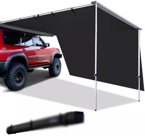 Car Awning for Aluminum Alloy Shell,for RV, Camper, 4x4 and Tent, UPF≥50+, PU≥4000+, with Side Cloth Vehicle Awning