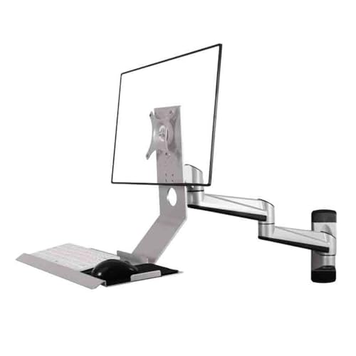 aB5zM1c7 Soporte para monitor Soporte for monitor de dos secciones con bandeja simple, no plegable, color plateado, for una sola pantalla brazo de tornillos de pared de escritorio