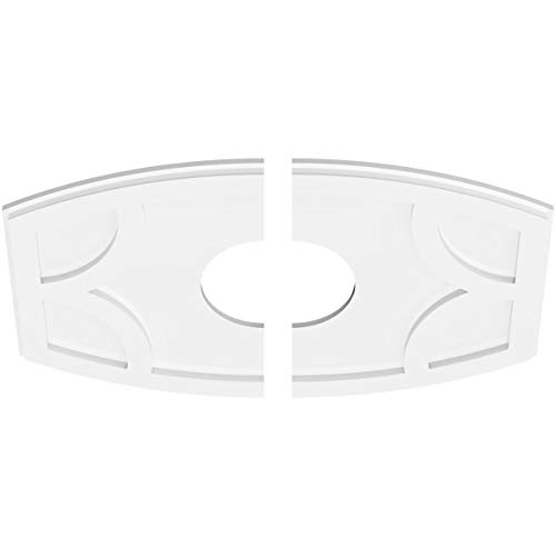 Image of Ekena Millwork CMP28X18KY2-07000 Kailey Architectural Grade PVC Contemporary, Two Piece Urethane Ceiling Medallions 28 inchW x 18 5 /8 inchH x 7 inchID x 15 inchC x 1 inchP