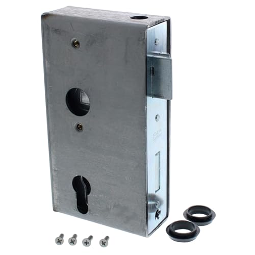 ToniTec Serratura da infilare con scatola di saldatura, 172 x 40 x 90 mm, per cancelli in metallo, misura mandrino: 60 mm