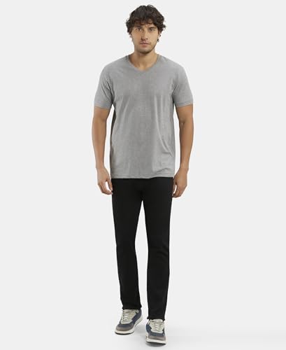 Image of Jockey 2726 Men's Super Combed Cotton Rich Solid V Neck Half Sleeve T-Shirt