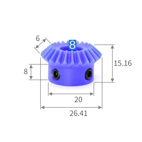 Engranaje cónico de ángulo recto de 1 módulo para motorreductor de 6 mm 6