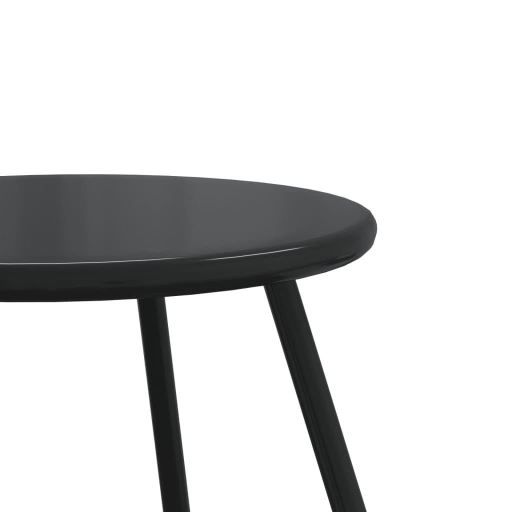 Tavolino Giardino Rotondo Nero Acciaio Verniciato a Polvere 2pz