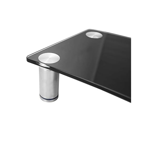 Monitorständer Erhöhung Monitorständer für Schreibtische | Höhenverstellbar | Bildschirmerhöhung für Computer, Laptops & Fernseher | Schwarz gebogenes Glas mit Aluminium-Beinen | 70 x 24 cm (groß – Bild 4