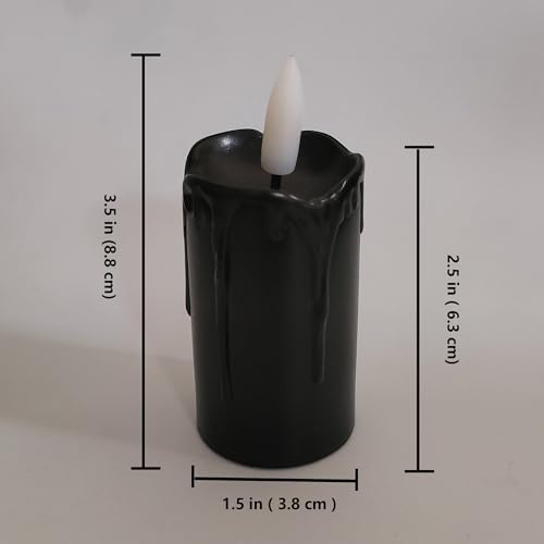 Image of 6 Pack LED Flameless Votives with Built-in Timer Realistic Black Wick Drips Battery Operated Electric Candle Set for Home Party Wedding Halloween Christmas Decorations 1.5 inch D x 3.5 inch H, Black