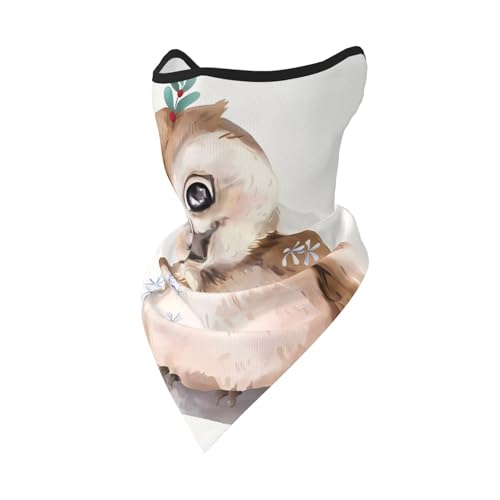 POEZJZW Pañuelo con estampado de búho con flores, pañuelo para la cabeza, bufanda facial, calentador de cuello, multifuncional, sin costuras