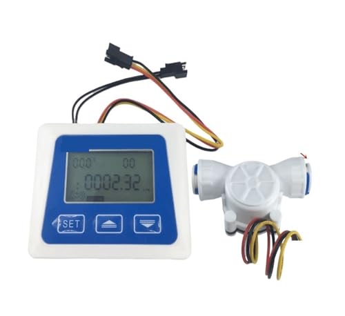 デジタル LCD ディスプレイ水流センサー メーター、3/8" / 1/4" フロー バッテリー動作メーター付き流量計トータルメーター(1/4")