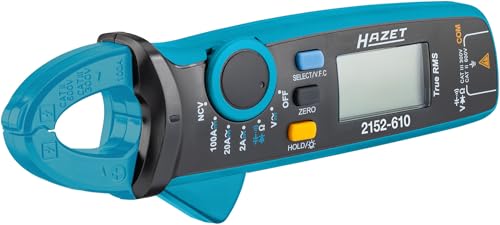 Hazet Digitale Stromzange 2152-610, kompakt, für Spannung, Strom und Widerstand, mit beleuchtetem LCD Display, NCV-Funktion, inkl. Zubehör