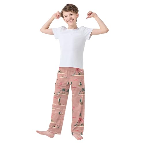 ZZXXB Lighthouse Boat Boys Long Pants Soft Trousers Elastic Waist Kids Lounge Bottoms with Pockets S-XL2