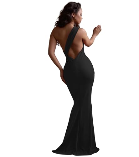 Image of PORRCEY Women's Sexy Rhinestone Lace Sheer Mesh Formal Evening Dress
