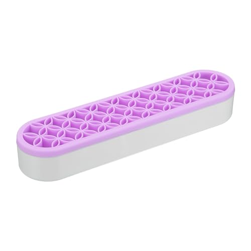 Image of PATIKIL Diamond Painted Pen Holder, Silicone Makeup Brush Holder Multi-Purpose Cosmetic Storage Box Desktop Organizer for Art Craft, Purple