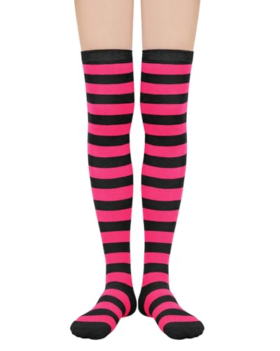 Image of Century Star Thigh High Socks Striped Extra Long Tube for Women Over the Knee Athletic Sports Socks Plus Size Stockings