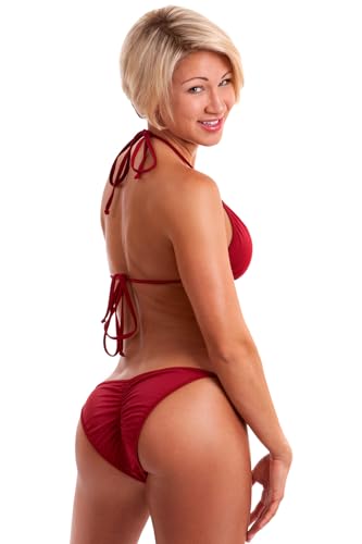 Adjustable Fit Model Bikini for NPC and IFBB Pro League (US, One Size, Burgundy)