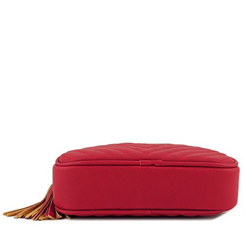 Image of Simple Shoulder Crossbody Bag With Metal Chain Strap And Tassel Top Zipper