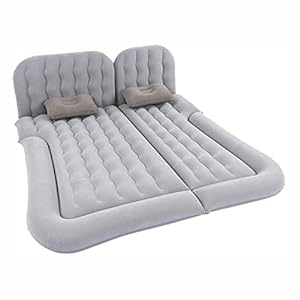 SUV Air Mattress Camping Beds, Inflatable Thickened Car Mattress Backseat with Two Pillow and Electric Air Pump, Double-Sided Portable Sleeping Pad for Home, Outdoor and Travel (Color : Gray)