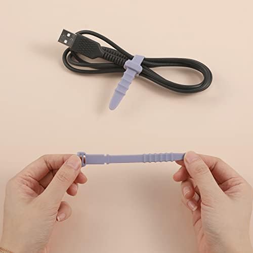AIEX 20pcs Reusable Wire Ties, 4.5 Inch Silicone Cable Ties Elastic Silicone Cord Organizer Straps Reusable Cable Zip Ties for Charging Cables USB Cables Earphones Line Pens Key Chains (5 Colors)