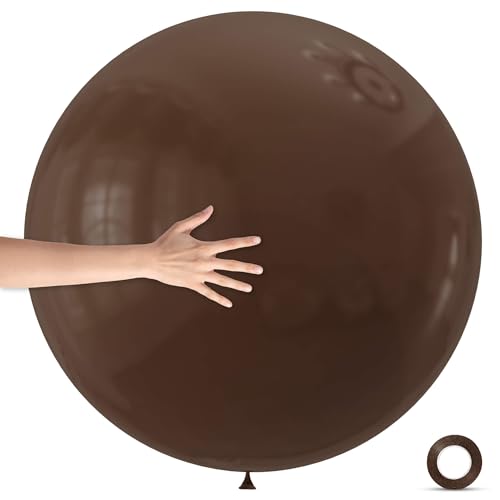 Image of 5Pcs Brown Big Balloons 36 Inch, Round Large Latex Party Balloons for Birthday Wedding Decorations