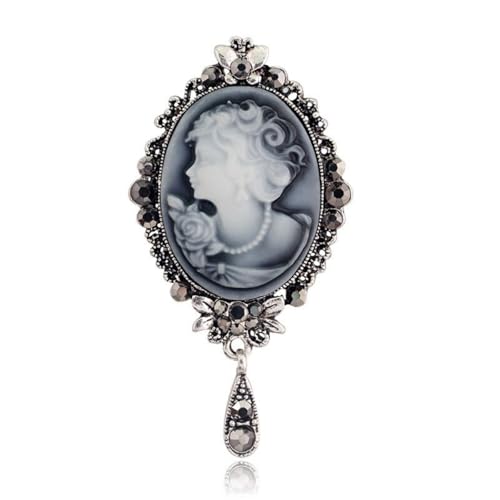 Victorian Cameo Brooch Pin for Women Vintage Pearl Beauty Lady