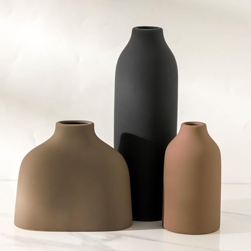 Ceramic Vase Set of 3,Flower Vase Home Decor,Modern Farmhouse Decor,