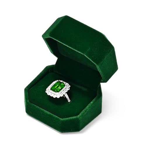 Oirlv Verde Oscuro De Terciopelo Caja Para Anillos De Compromiso Y Boda
