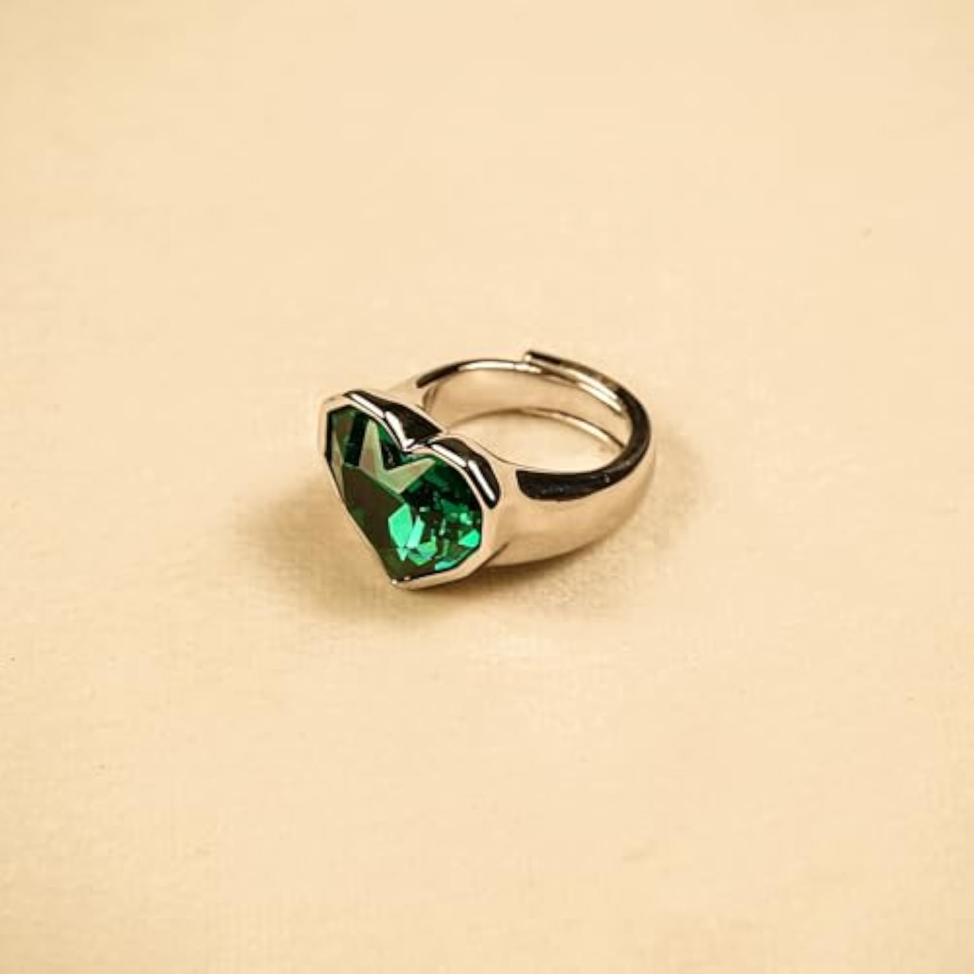 Women's Heart Crystal Adjustable Statement Ring