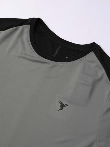 Image of TECHNOSPORT Men's Slim Fit Color Block T-Shirt, Technocool Quick Dry Anti-Microbial Short Sleeve Sports Tee for Gym, Running, Training & Everyday Wear