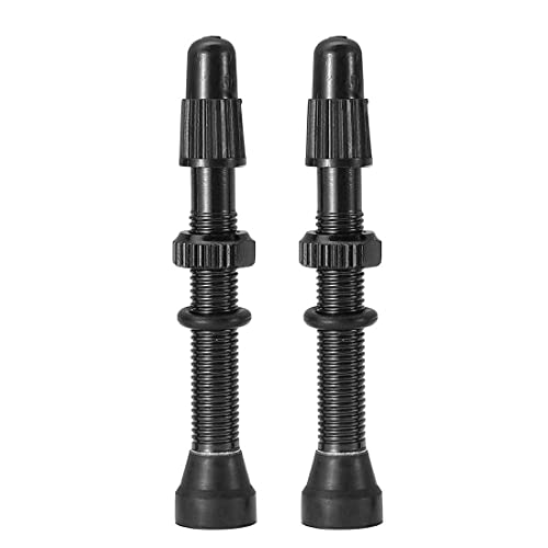 2 Pcs Valvula Tubeless MTB 54mm Valvula Bicicleta Fina Válvulas sin Cámara Valvula Tubeless Carretera Universal + 2 x Tapa 2 x Tórica para Llanta de Carreteras Bicicletas de Montaña