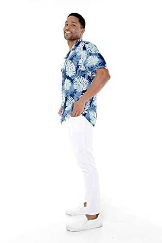 Image of Matchable Couple Hawaiian Shirt or Dress Signature Prints Pacific Palm | Sold Individually; Matchable Couple Collection; Soft Comfortable Fabric; Signature Tropical Prints; Vacation Ready