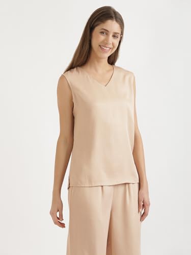 Image of SAADAA V-Neck Tops for Women| Viscose Fabric | Sleeveless Design | Relaxed Fit for Everyday Comfort | Office & Casual Wear