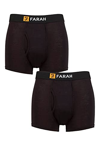 Farah Homme Classique Rayé et Plaine Bambou Malles à Trou de Serrure Paquet de 2 Noir L
