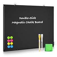 QUEENLINK Magnetic Chalk Board, 24\u201Cx18\u201D Black Chalkboard Double-Sided Blackboard for Wall, Black Aluminium Frame for Home, School, Office, Kitchen