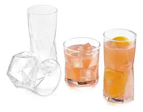 La Mejor Recopilación de Titulo crisa los mejores 10. 38 Rombus Juego De 8 Vasos De Vidrio Modernos Minimalistas Color Transparente