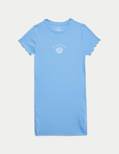 Image of Marks & Spencer Girl's Cotton Blend Fit and Flare Knee-Length Casual Dress