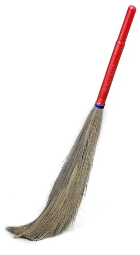 CHAND SURAJ ® Raver Grass Broom Stick Phool Jhadu for Floor Cleaning with Plastic Handle (Multicolour, 43 inches Long (1) Hard Floor