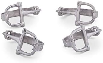 Arthur Court Designer Metal Bit Napkin Rings, Set of 4, Equestrian Aluminum Cast, Horse Horseshoe Decor for Cowboy, Cowgirl Riders and Horse Lovers