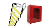 Feuerleiter 2 Stockwerke (4 m) mit wandmontiertem Sicherheitskasten – Tragbare Seil-Notfallleiter für Zuhause, Erwachsene & Kinder, leichtes faltbares Design mit universellem Aufbewahrungskasten für B