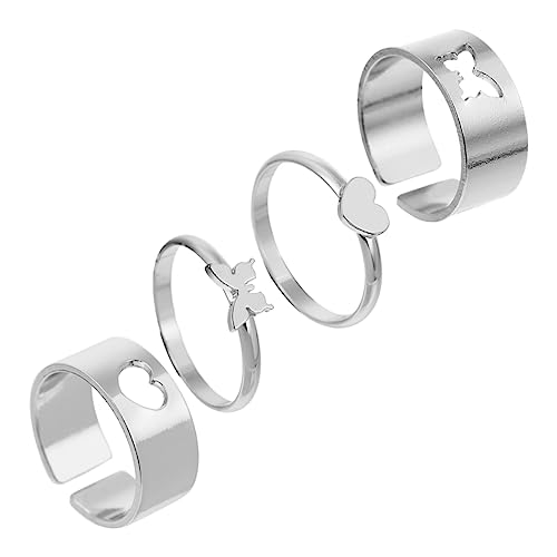 WHZHDMA for Couples Ring Heart Ornament Decorations Valentines Day Friendship Jewelry Rings Finger Accessories Copper Silver