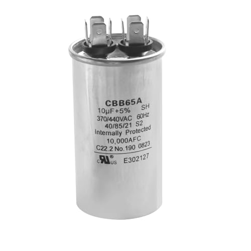 10 uF 10 MFD 370 VAC Dual Run Oval Start Capacitor - 97F9002, 97F9002s for AC Unit Fan Motor Start, Heat Pump, Condenser Straight Cool. Compatible with Old GE# 97F9002BZ3, Z97F9002, 27L669