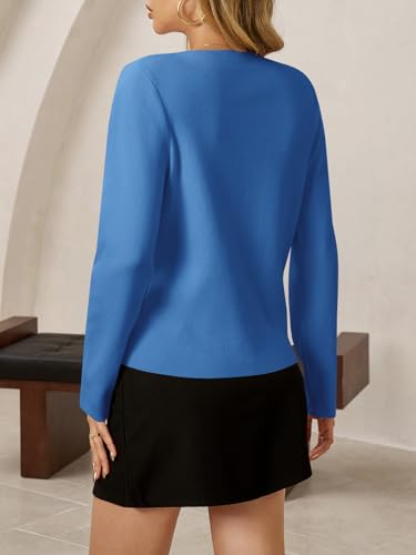 Image of Saodimallsu Womens V Neck Cardigans Long Sleeve Button Down Cropped Knit Trendy Front Slit Dressy Casual Fall Sweater Blazers