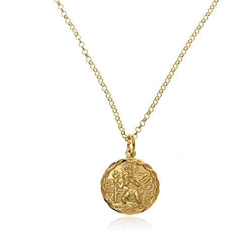 Collier St Christophe plaqué or avec chaîne réglable pour homme et femme