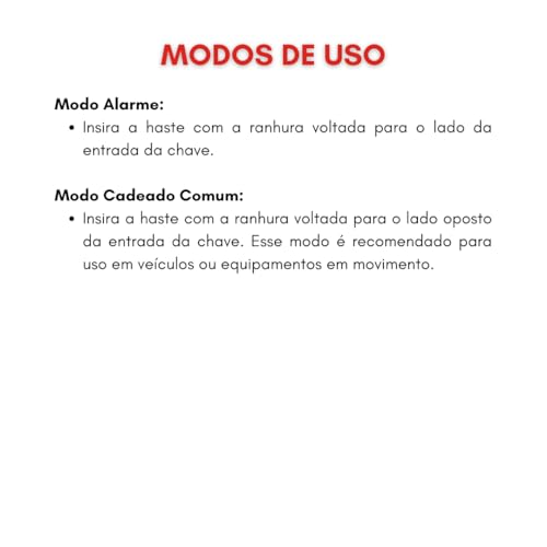 Cadeado de Segurança com Alarme Sonoro 110dB, À Prova d'Água, Proteção Antifurto para Bikes, Motos,
